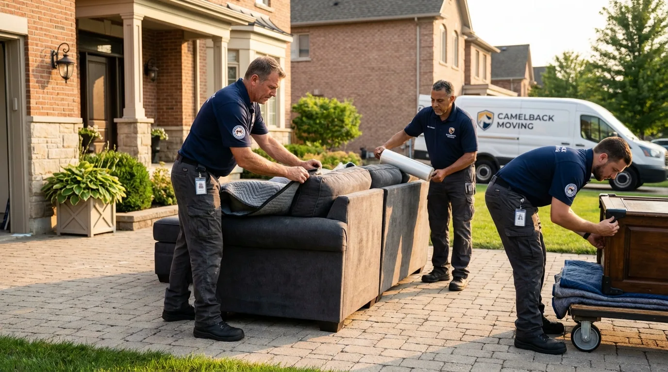 Large estate moving crew wrapping furniture in Hollis, NY